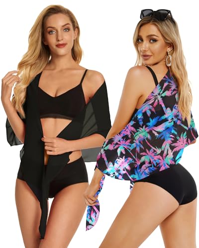 Image of CHICGAL 2 Pieces Women Beach Sarong Bathing Suit Wrap Skirt Sheer Bikini Swimsuit Cover Ups for Swimwear