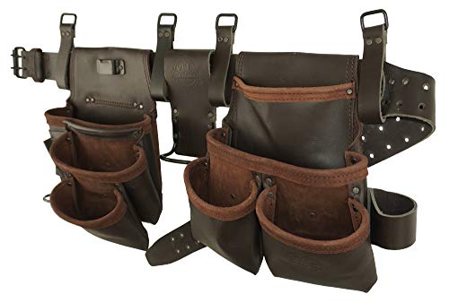Graintex Od2222:: 10 Pocket Framers Tool Belt Premium Oil Tanned Leather With 2.3/4” Leather Belt For Constructors, Electricians, Plumbers, Handymen #TOP2