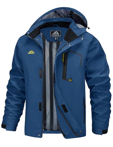 MAGCOMSEN Men's Lightweight Windbreaker Rain Jacket Raincoat with Detachable Hood for Hiking Fishing Activewear