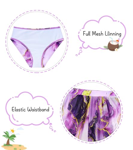 Image of Vogseek 6-16T Girls 3 Pieces Bikini Bathing Suit with Rash Guard Pants Quick Dry Swimwear Cover-Up Sets