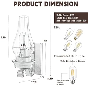Lightinthebox rustic wall sconce vintage farmhouse wall light fixtures industrial glass wall lamp for cabin bedroom living room hallway fireplace 2pcs  urban country home decor
