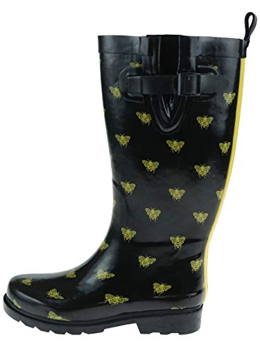 Capelli New York Ladies Kitty Faces Printed Rain Boots Black Combo 6 - Thumbnail 3