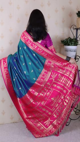 Image of SGF11 Women's Kanjivaram Pure Soft Silk Saree With Unstitched Blouse Piece