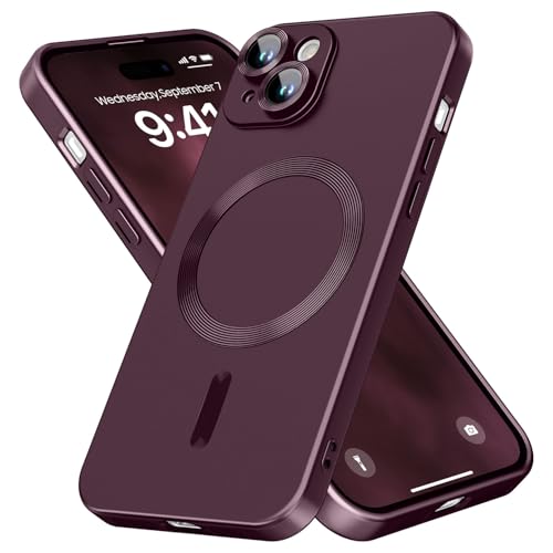 Coque MagSafe pour iPhone 15 bordeaux en silicone souple mat antichoc JOMA-E Shop