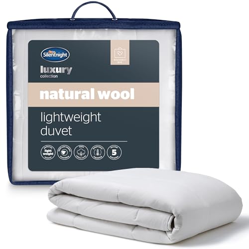 Silentnight Natural Wool Lightweight King Size Duvet - Luxury Temperature Regulating Lightweight Spring Summer Duvet Quilt with Breathable Cotton Cover - King