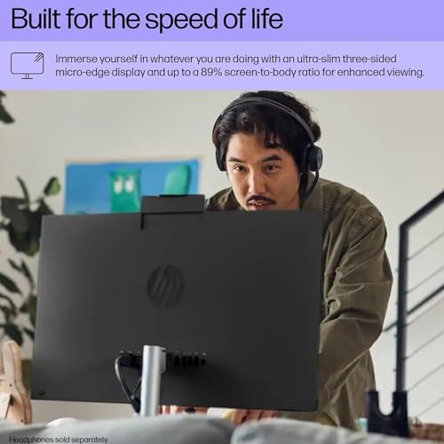 Image of HP 23.8 inch FHD Touchscreen Next Gen All-in-One Desktop Computer for Office, AMD Ryzen AI 5 CPU, 64GB DDR5, 2TB PCIe SSD, HDMI, Type-C, Wi-Fi 6, Wireless KB&Mouse, Win11, Jet Black