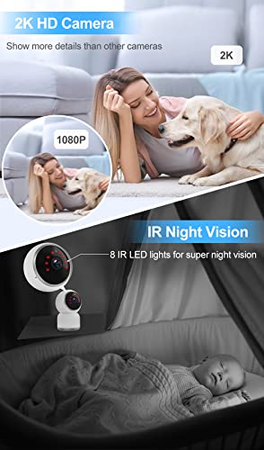 Molintell Security Camera Indoor Wireless Wifi 2K, Infrared Night Vision Baby Monitor With Motion Detection, Two-Way Audio, 360° Indoor Camera Wireless Compatible With Alexa/Google Assistant #TOP2