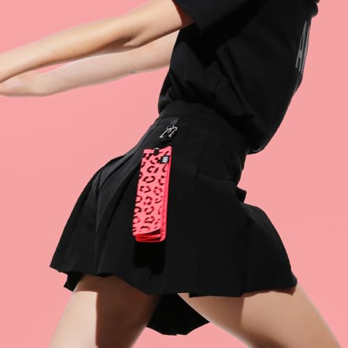 Image of ANDGOLF Pleats Ball Towel, Funky Golf Towel, I Use This Towel to Wash My Ball, Golf Gifts - Golf Accessories, Embroidered Golf Towels for Bags with Clip, Colorful (Pink Leopard)