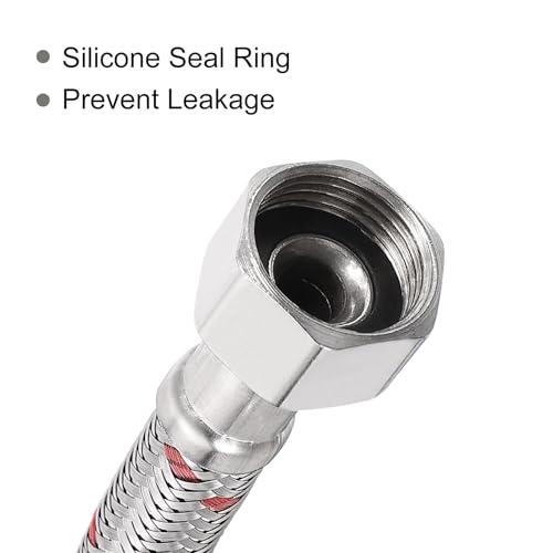 uxcell 39 Inch Long Faucet Supply Line Connector, 4pcs G3/8 Female Compression Thread x M10 Male Connector Braided 304 Stainless Steel Water Supply Hose Line - Thumbnail 5