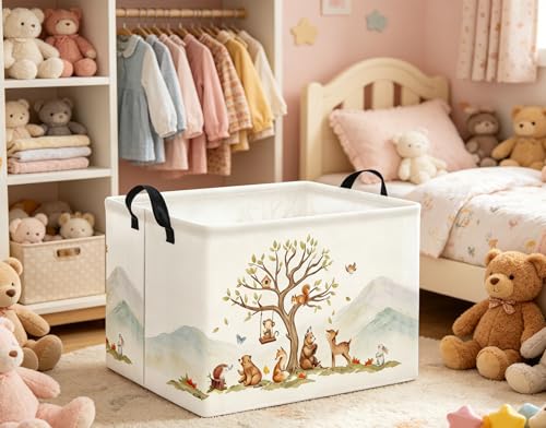 Image of Kids Baby Storage Basket for Boy and Girls - Gift Basket Empty Book Shelf - Rectangular Animal Room Decor for Bedroom Bathroom