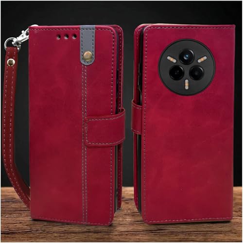 Image of Excelsior Flip Cover for Realme 14 Pro | Premium PU Leather | Full Protection (Red)