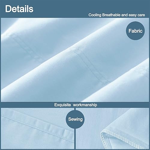 WhatsBedding Body Pillow Cover Cotton Fabric, Long Pillowcase Breathable & Skin-Friendly, Envelope Closure - Light Blue (20x54 inch)