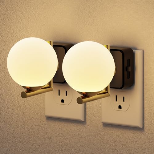 Image of JandCase LED Night Light, 3000K Warm Night Lights Plug into Wall [2 Pack], 0-100LM Dimmable Night Lights with Dusk to Dawn Light Sensor, Plug in Nightlights for Bathroom Bedroom