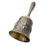 Superlaute Handglocke Messing Hand Glocke mit Lotus-Motiv Poliert Tischglocke Vintage Stil für Hochzeit Unterricht Abendessen Meditation Schule Weihnachten