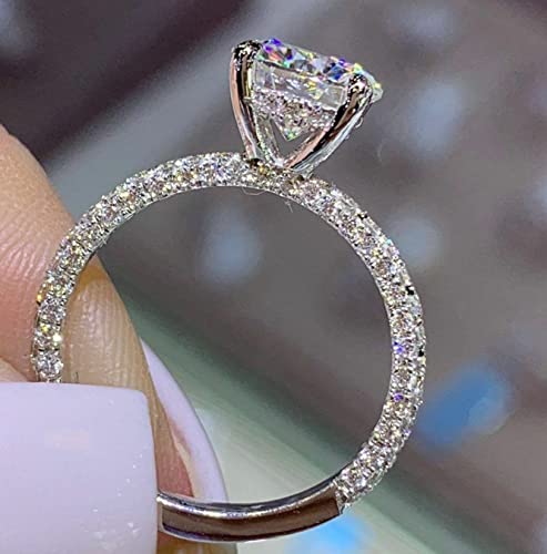 2 CT Round Cut Moissanite Engagement Ring White Gold & Sterling Silver Ring Solitaire With Accents Ring Wedding Ring Women's Ring Valentine Sale3