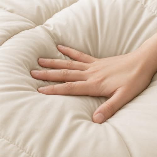 Image of Luxury Hotel Collection Cotton Comforter | All-Season Lightweight Quilt for Hot Sleepers | Plush, Breathable & Box-Stitched (King) Ivory