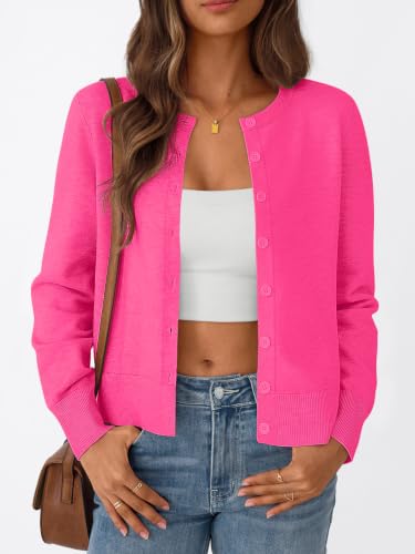 Image of Trendy Queen Women's Lightweight Knit Cardigan | Cute Soft Button-Down Sweater, Versatile Layering Top for Spring, Fall, Winter & Office