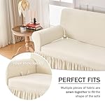 NICEEC Loveseat Cover Thick Plush 1-Piece Warm Beige-Yellow Slipcover for Loveseats Stretch Fluffy Couch Covers for Living Room Easy Fit Washable Soft Furniture Sofa Protector with Skirt - Image 4