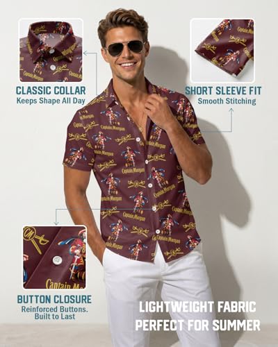 Image of 99TIMORO Tropical Printed Men's Hawaiian Shirts Short Sleeve Top | Culture Character Button Down Shirt Lightweight Breathable Beach Vacation Business Casual Summer Gifts Classic Fit