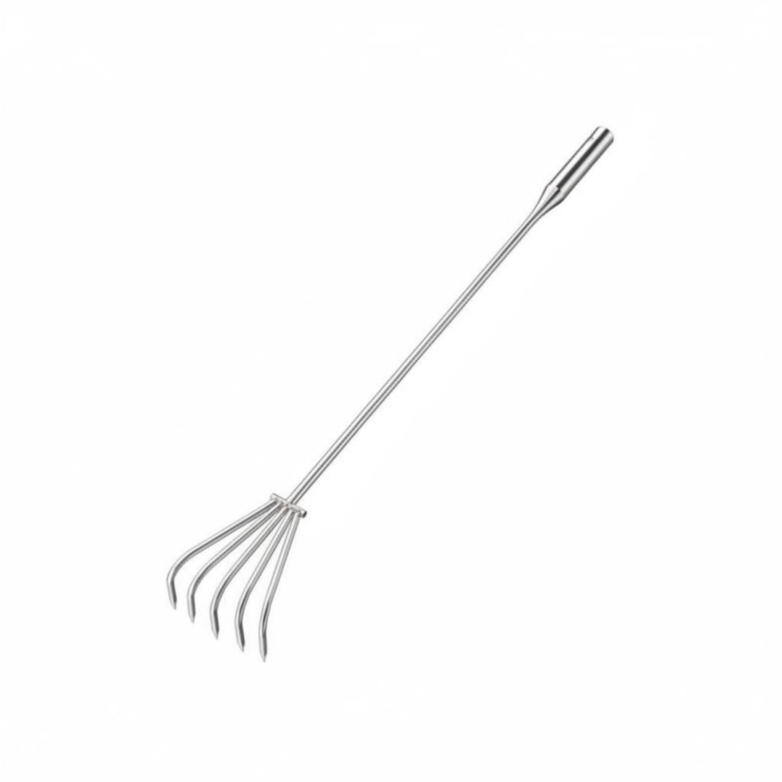 Qianly Rastrillo de Acero Inoxidable Rastrillo Manual Rastrillo de Jardín Cultivador Aireador Deshierbe Antióxido con Púas Curvadas para Tierra Compactada y , 100 Cm , 5 Dientes