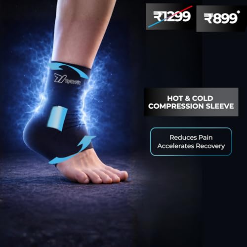 Image of UpUrFit Hot & Cold Compression Sleeve | Reusable Ice-pack Wrap for Ankle| Pain Relief | Sports Recovery | Freezer or Microwave Friendly | 360 Wearable Ice pack for Pain Relief