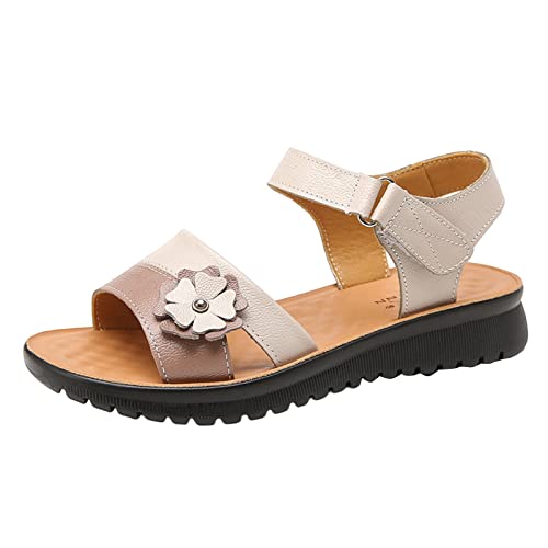 Chaussons d'extérieur pour femmes en beige taille 37 avec semelle souple et plate