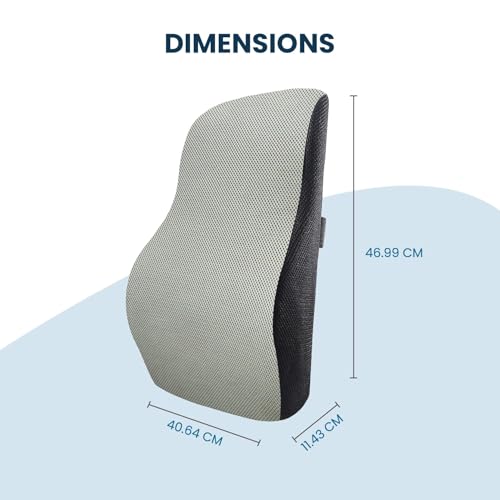 Sleepsia Back Support for Office Chair 1 Year Warranty Lumbar Support for Office Chair, Car Seat Back Support, Memory Foam Pillow (Memory Foam, Grey/Black)