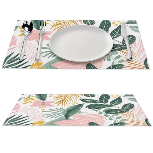 Set de table feuilles tropicales en PVC tissé premium pour réception