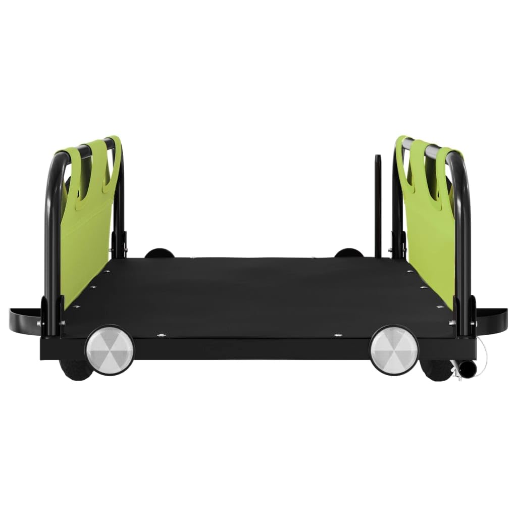 Remolque de bicicleta verde Oxford de hierro resistente plegable con reflector y acoplamiento para cargas, transporte de niños, perros y equipaje en excursiones al aire libre, ciudad y vida