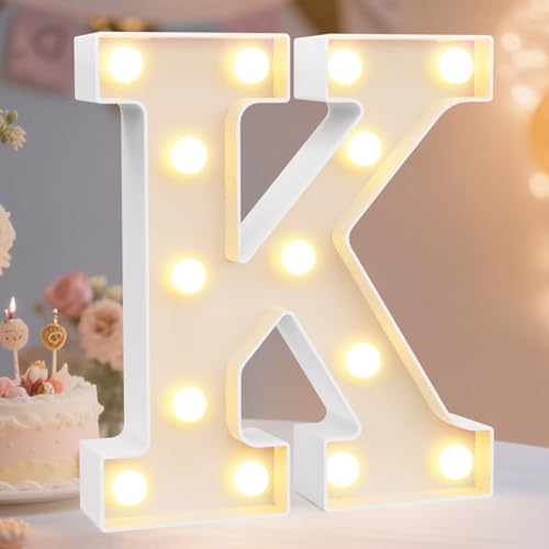Image of Pooqla LED Marquee Letter Lights Sign, Light Up Alphabet Letter for Home Party Wedding Decoration K
