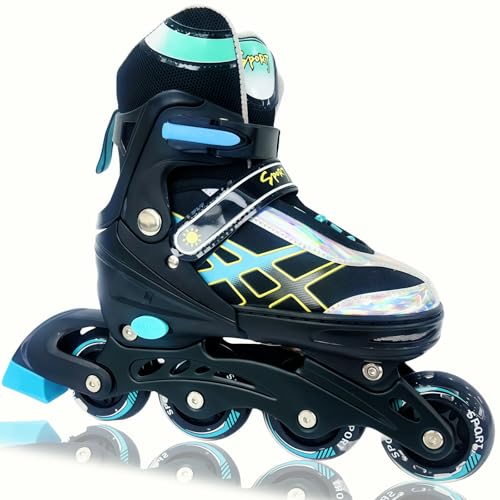 Inline Skates for Kids and Teens Ages 4-16 All 8 Wheels of Inline Roller Skates Light Up Safe and Fun Illuminating for Outdoor Indoor Sports