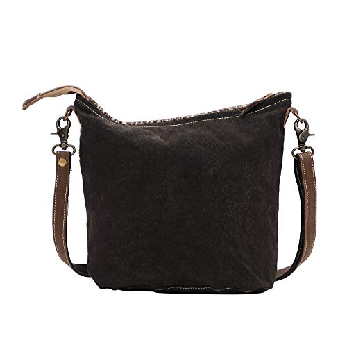 Myra Bag Indigo Upcycled Canvas & Leather Shoulder Bag S-14514