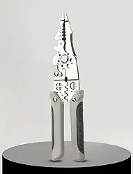 1 alicate multifuncional de cortador de fio de aço inoxidável e descascador, alicate elétrico para fiação, corte, decapagem, crimpagem, torção, construção de metal para uso doméstico.
