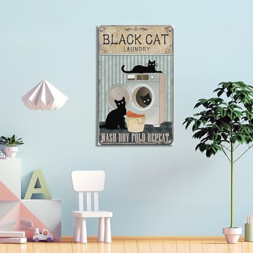 Poster mural décoratif chat noir rétro 20x30cm cadre vintage - 4