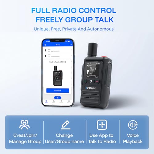 Image of Lifetime Free Global Walkie Talkies Long Range, POC-1 Lite, 4G LTE Unlimited Range POC Two-Way Radios with Bluetooth & APP, 3000mAh Rechargeable Walkie Talkies, Support User Self-Group Creation