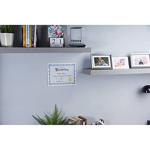 Certificate of Recognition and Gold Foil Seal Stickers (Blue, 8.5 x 11 in, 48-Pack)
