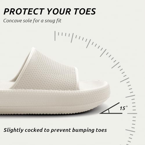 BAXIWUY Badelatschen Damen Badeschuhe Herren Schlappen Badeschlappe Cozislides Original Slippers Rutschfest Hausschuhe Sommer Pantoletten Wolkenschuhe Flip Flops Indoor/Outdoor，Beige，44-45 EU 6