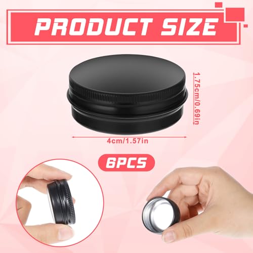 6pack 0.5oz Aluminum Tin Jar, Mini Tins for Salves, Leak Mini Proof Refillable Bottle Salve Tin, Screw Lid Metal Storage Tins Containers for Spice Powder Candies2