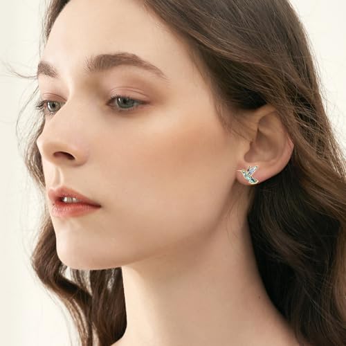 Image of Animal Stud Earrings 925 Sterling Silver Elephant /Unicorn /Chicken /Flamingo /Highland Cow /Hummingbird Earrings Animal Jewelry Gifts for Women