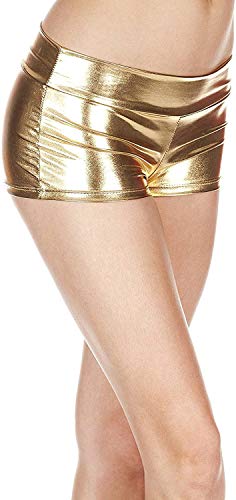Czizitong Glänzende Metallic-Booty-Mini-Shorts für Frauen Hot Liquid Pants Hosen zum Tanzen Raves Festivals Kostüme Jazz Hip Hop Unterwäsche (Gold)