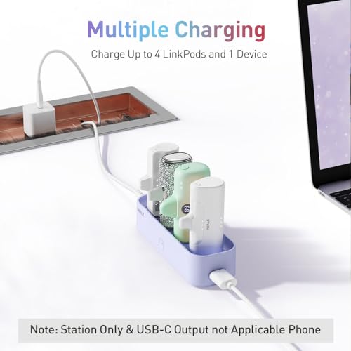 Image of iWALK Charger Station for iWALK Portable Charger 4500mAh, 4800mAh, 5000mAh Power Bank for iPhone Charging Station Multiple USB-C Family-Sized Charger Station for Home(Station Only), Purple
