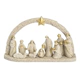 ChuangJie Christmas Nativity Scene Set, Resin Manger Figurines with Arch, Gold Accents, 11-Piece Holiday Decor Gift