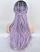 K'ryssma Ombre Purple Synthetic Wigs for Women Long Straight Machine Made Ombre Wig with Black Roots 22 inch