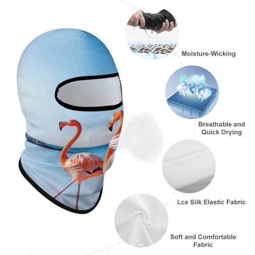 Balaclava para hombre, máscara para esquiar y ciclismo, protección facial y cervical, diseño de flamenco en la playa miniatura 3