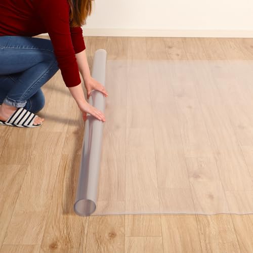 ダイニングマット 透明 クリア 特大 240×300cm 約 5.5畳 1.5mm厚 床保護 PVCマット 大きい ずれない 撥水 防水 床暖房対応 抗菌 拭ける キズや汚れに強い エンボス加工 カットできる サラっとした手触り