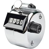 手持式 カウンター 手持ち カウント 4桁の数字 0-9999 ステンレス鋼 手動測定 リセット可能 軽量 携帯便利 適用 数量カウント 人数計測 来客数調査 販売数把握 運動 入場者 入園者 など金属ノブ付きベースレスカウンター (シルバー)