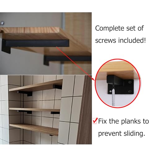 Antrader 2Pcs Stainless Steel Floating Shelf Brackets 4 Inch Concealed Hidden Shelf Support Decorative Shelving For Mounting Wood Shelves, Includes Screws & Wall Anchors thumb #2