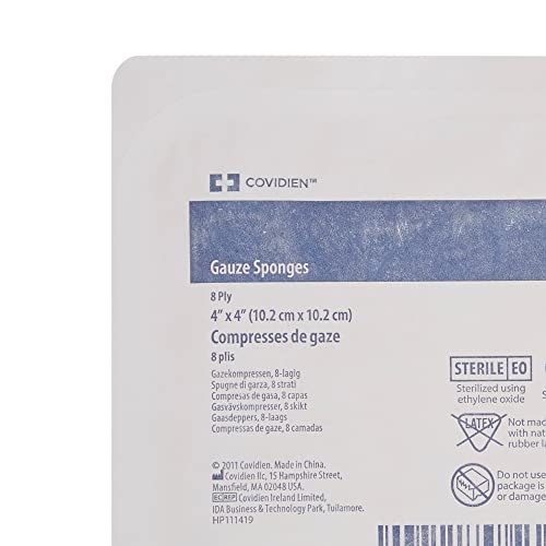 SurgiMac Gasas Esponja, 8 Capas, Cuadrado 4 x 4 pulgadas, Estéril miniatura 3