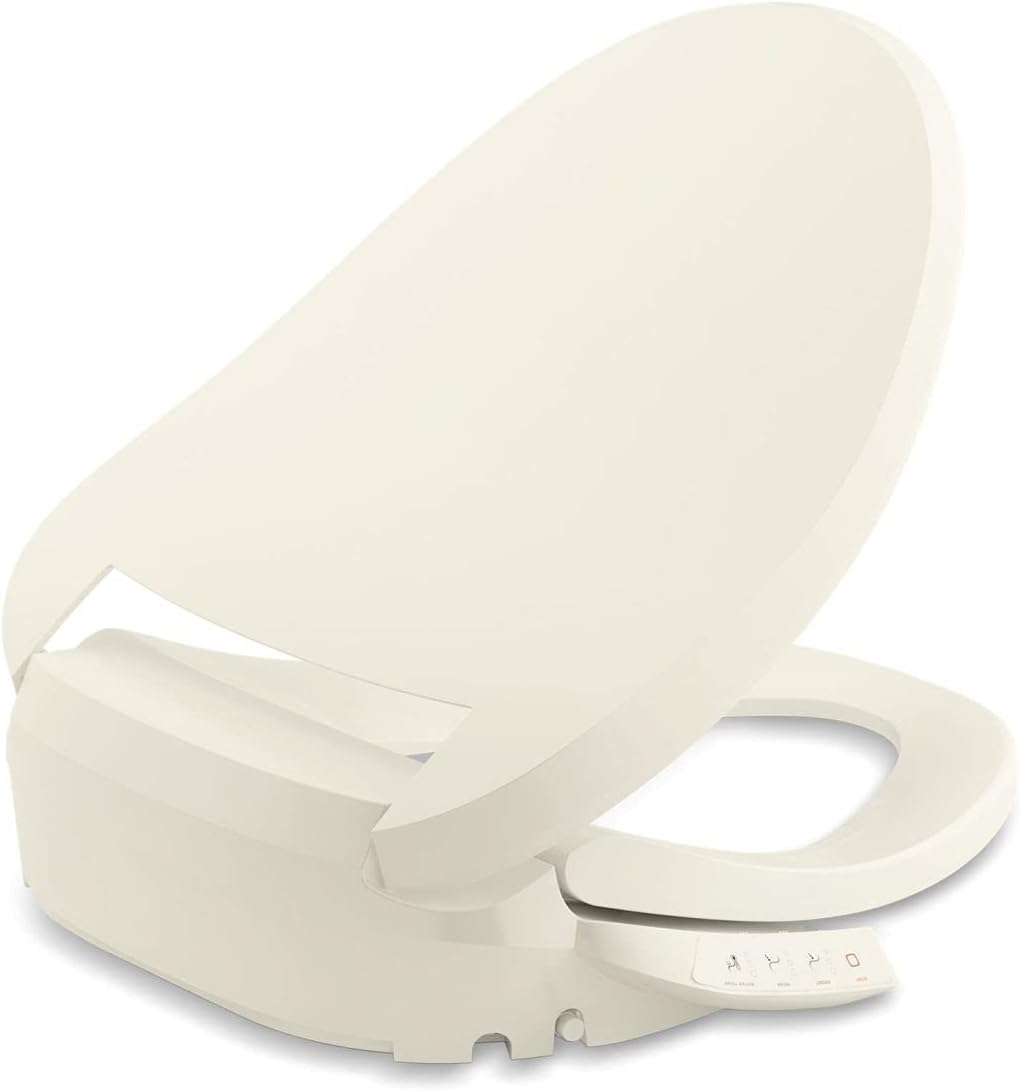 KOHLER 18751-96 C3-050 Elongated Warm Water Bidet Toilet Seat, Electric Bidets for Existing Toilets, Adjustable Bidet Sprayer, Biscuit