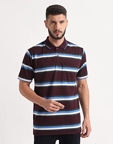 Image of INKKR Striped Men Polo Neck Half Sleeve T-Shirt